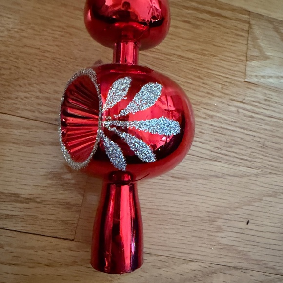 Vintage Christmas Tree Topper Unbreakable Made in Italy Red Silver Glitter - Picture 12 of 14
